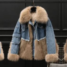 Pre Order:  Faux Fur Denim Coat