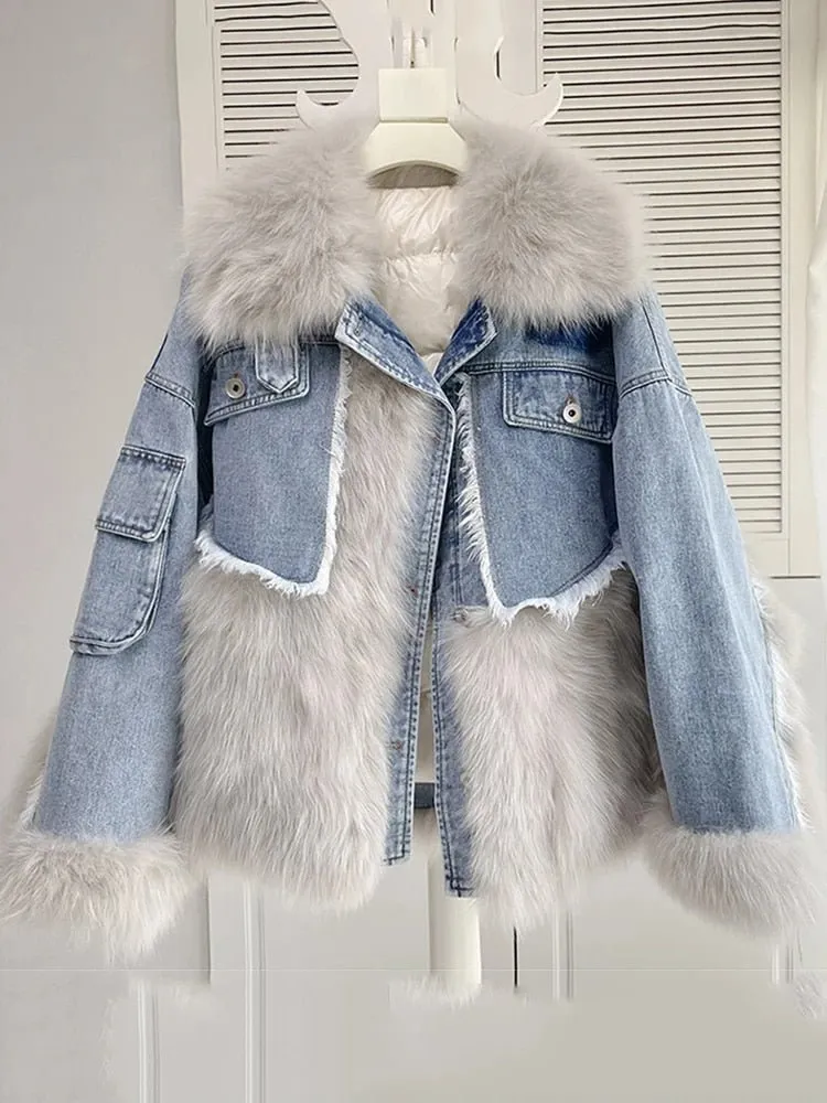 Pre Order:  Faux Fur Denim Coat