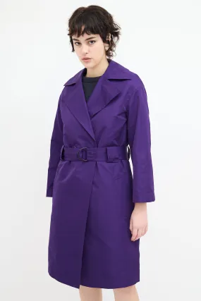 Purple Satin Mid Length Trench Coat