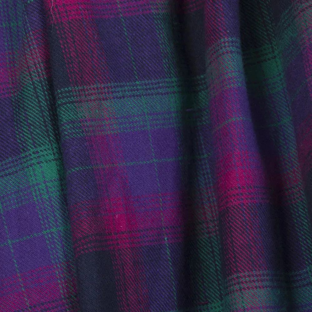 Purple Tartan Irregular Brushed Cotton Pleated Medieval Skirt