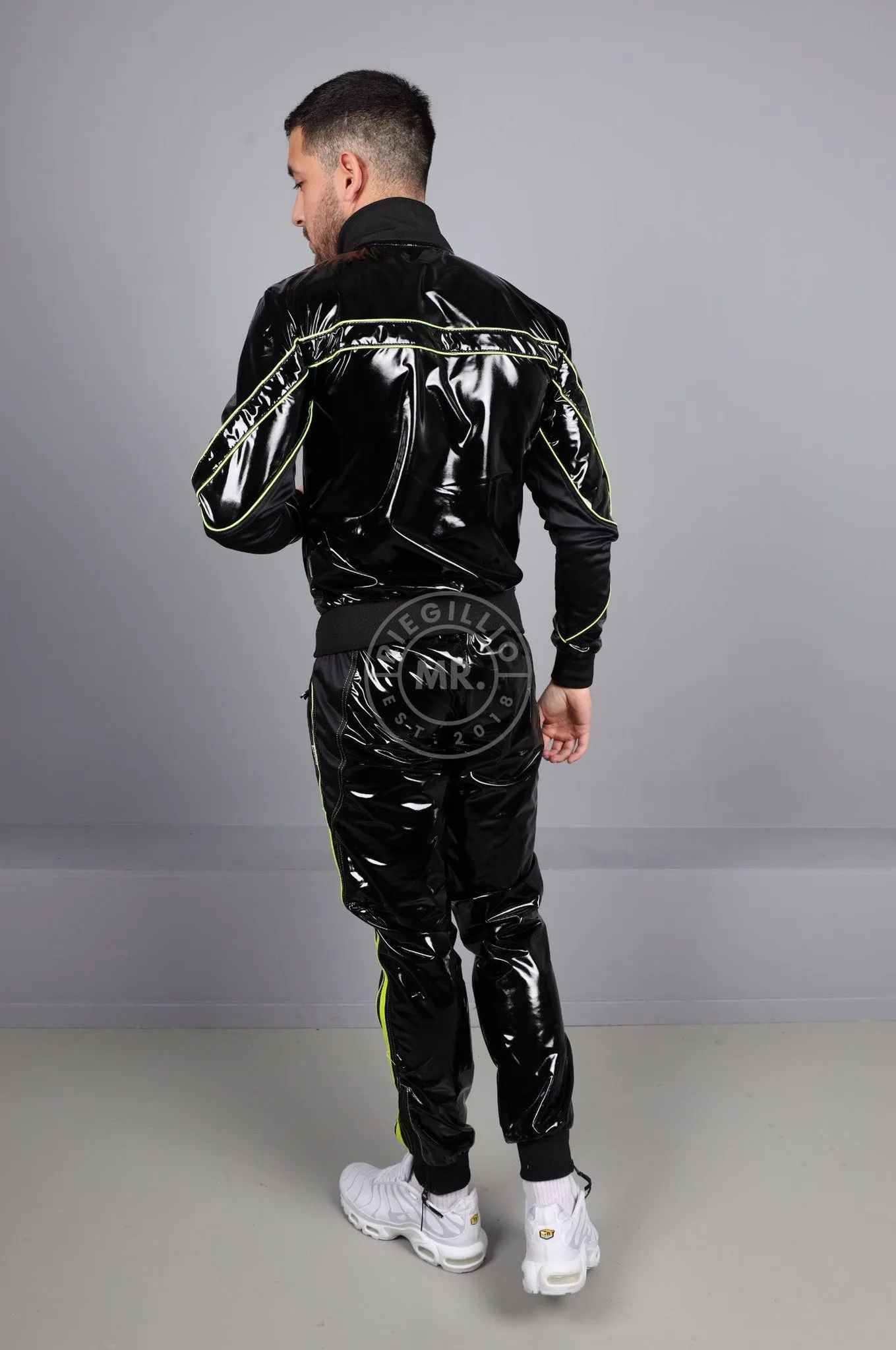 PVC 24 Tracksuit Jacket - Black with Neon Piping