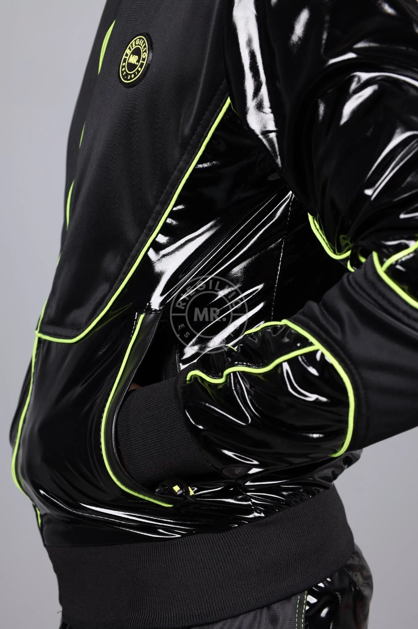 PVC 24 Tracksuit Jacket - Black with Neon Piping