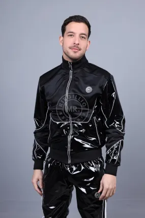 PVC 24 Tracksuit Jacket - Black with White Piping