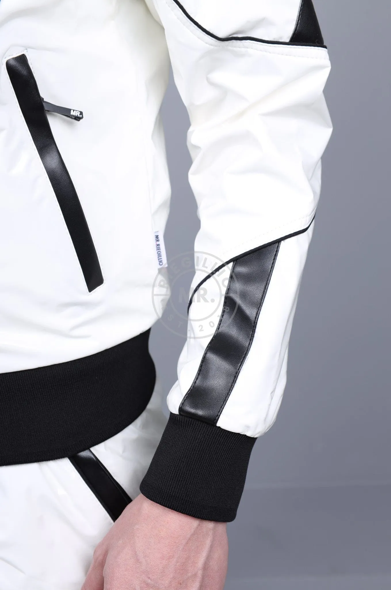 PVC 24 Tracksuit Jacket - White with Black Piping