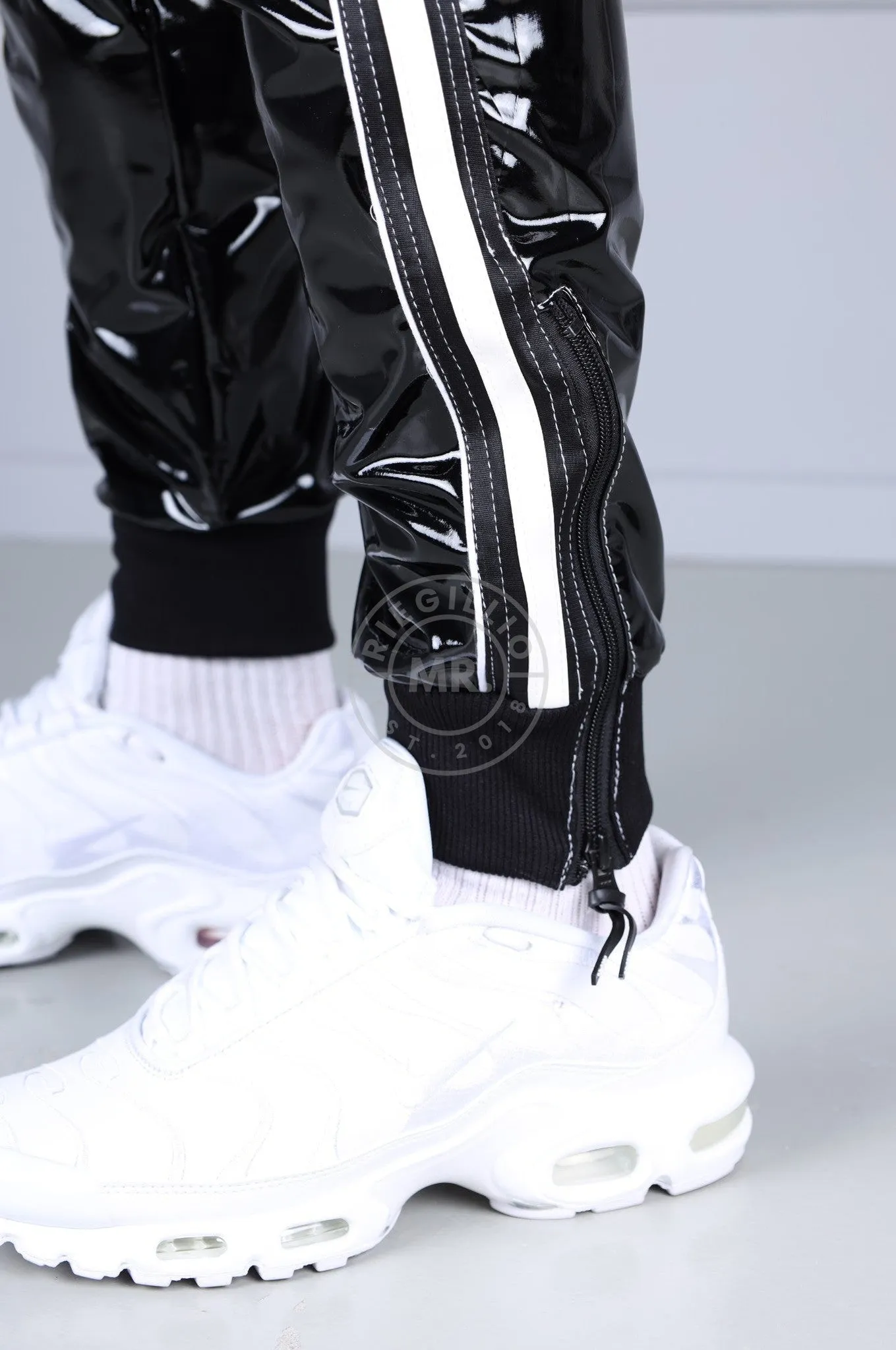 PVC 24 Tracksuit Pants - Black with White Piping