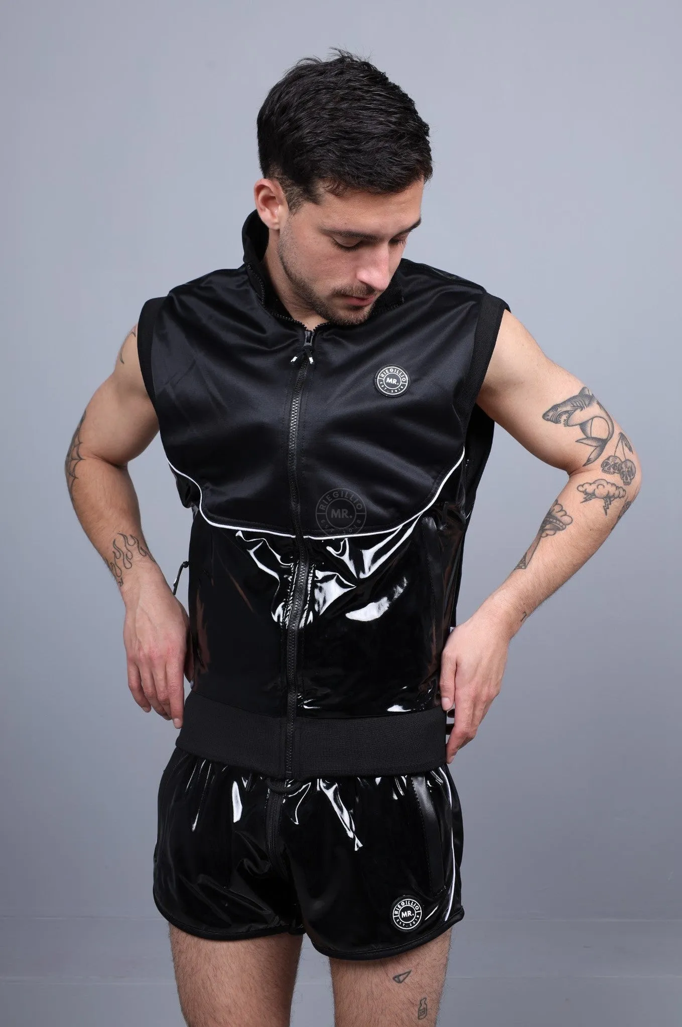 PVC 24 Tracksuit Sleeveless Jacket - Black