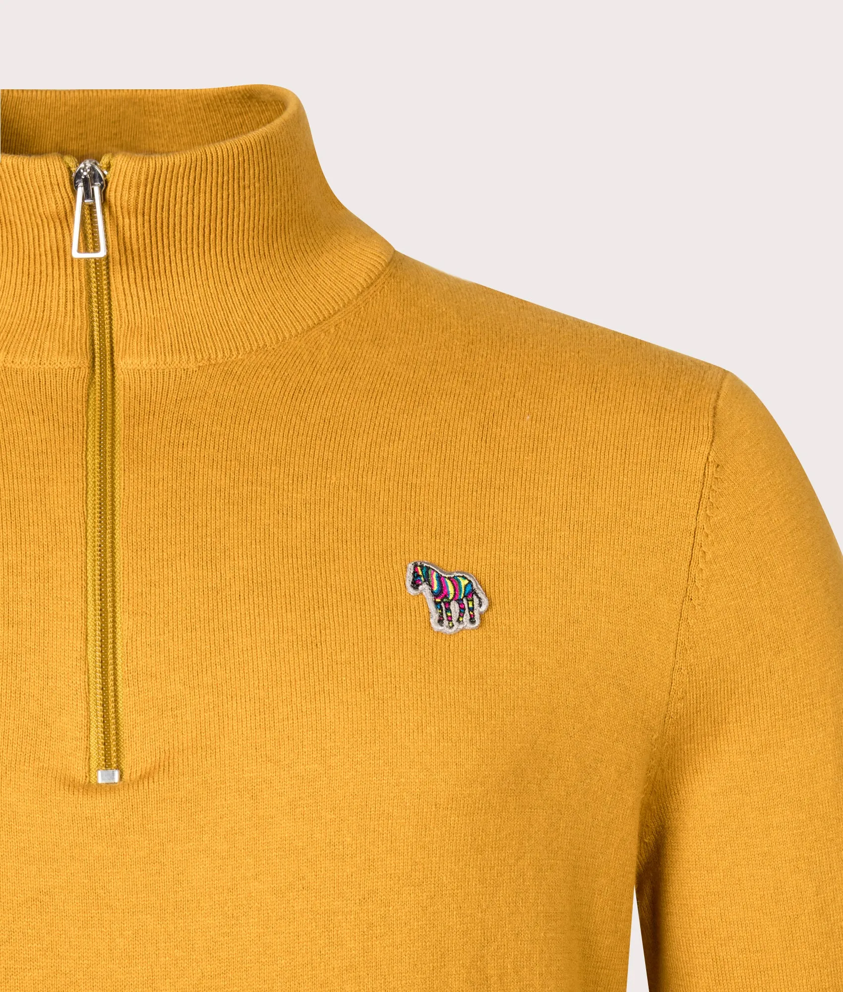 Quarter Zip Zebra Badge Knit Jumper