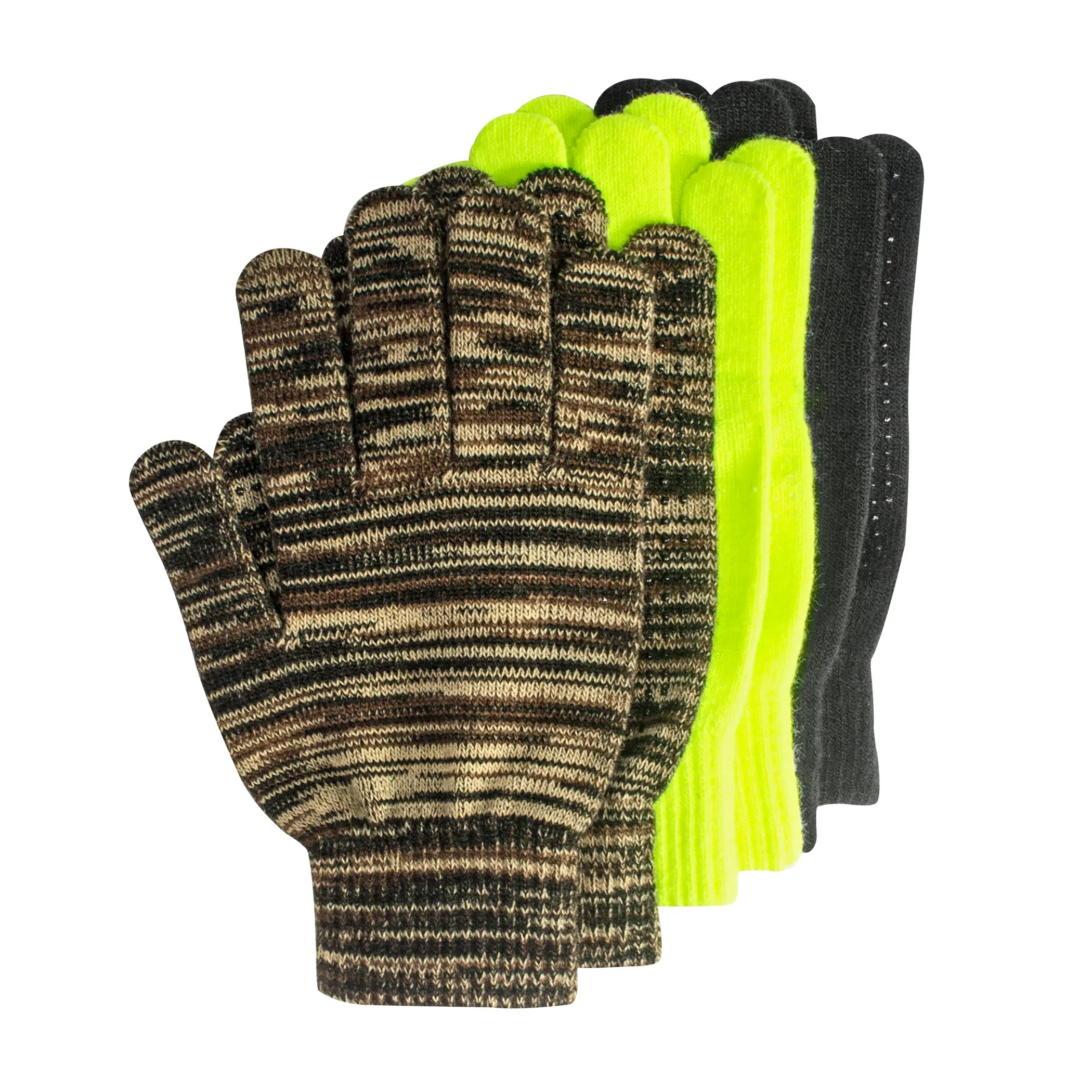 QuietWear 3-Pair Pack Grip Dot Assorted Gloves