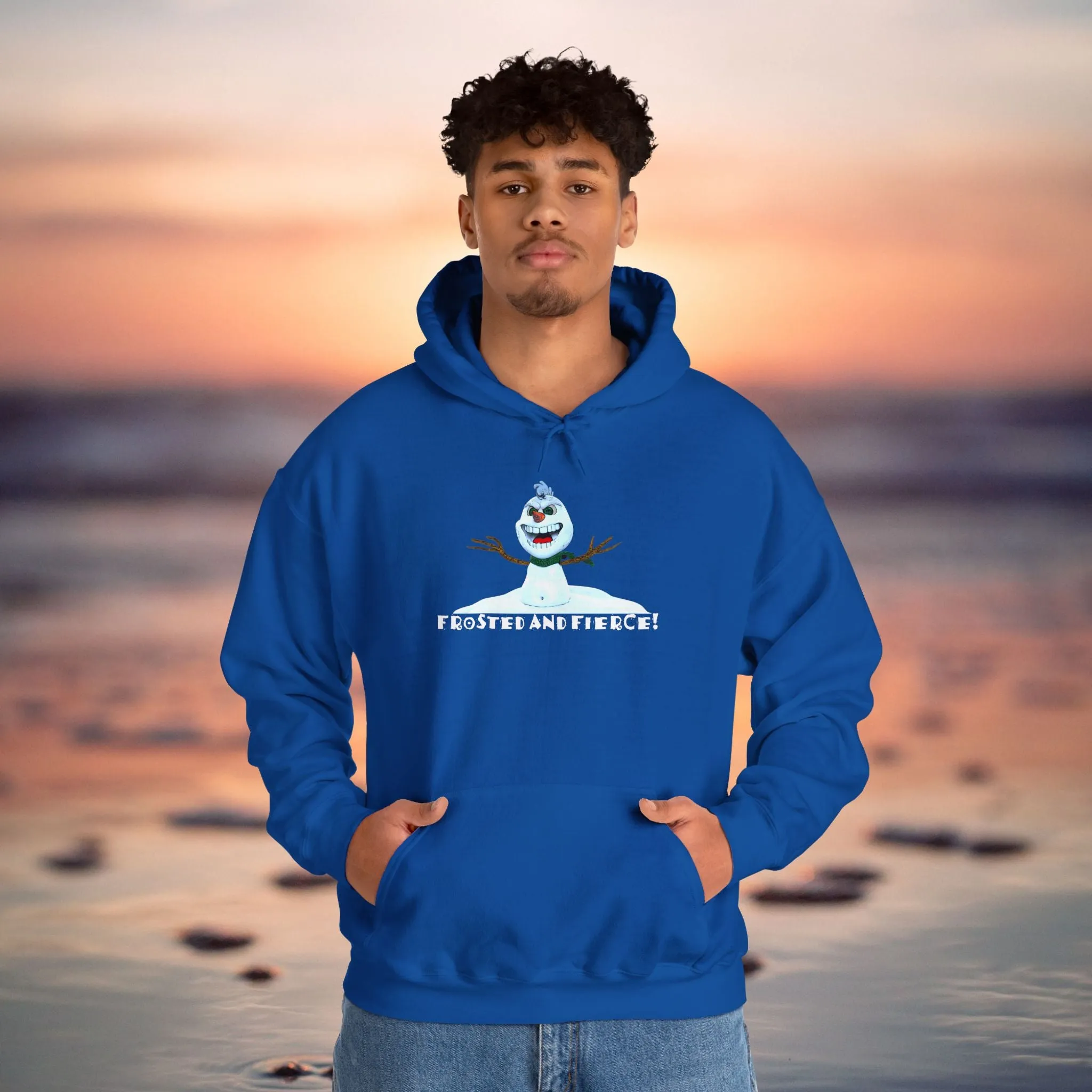 "Frosted and Fierce" Crazy Snowman Unisex Heavy Blend™ Hooded Sweatshirt