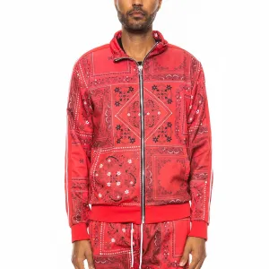 Red Paisley Print Track Jacket