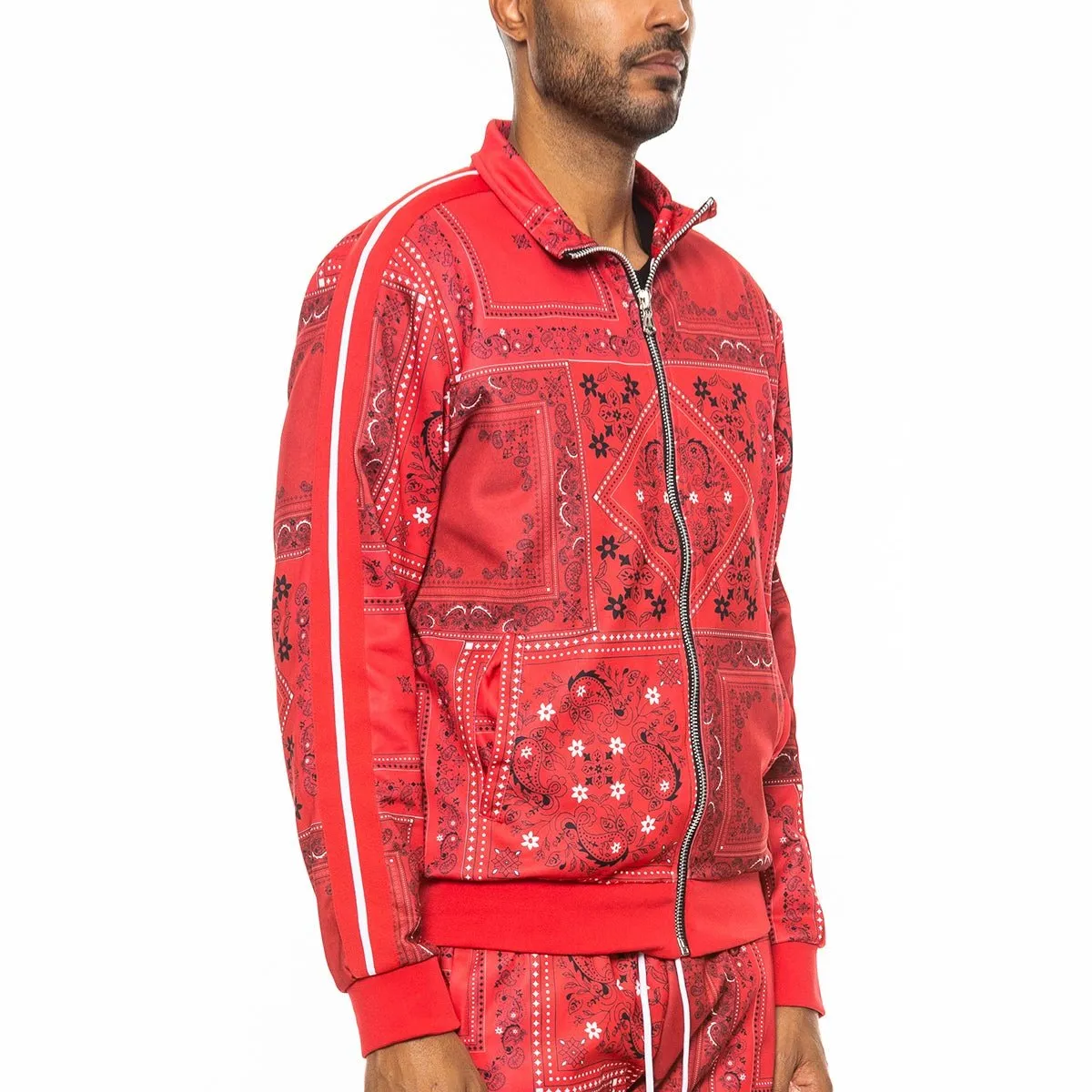 Red Paisley Print Track Jacket