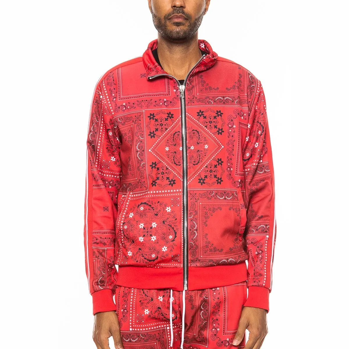 Red Paisley Print Track Jacket