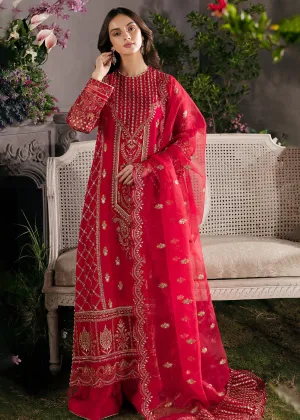 Red Pakistani Salwar Suit - Afrozeh La Fuchsia Formals '23 - Carmine