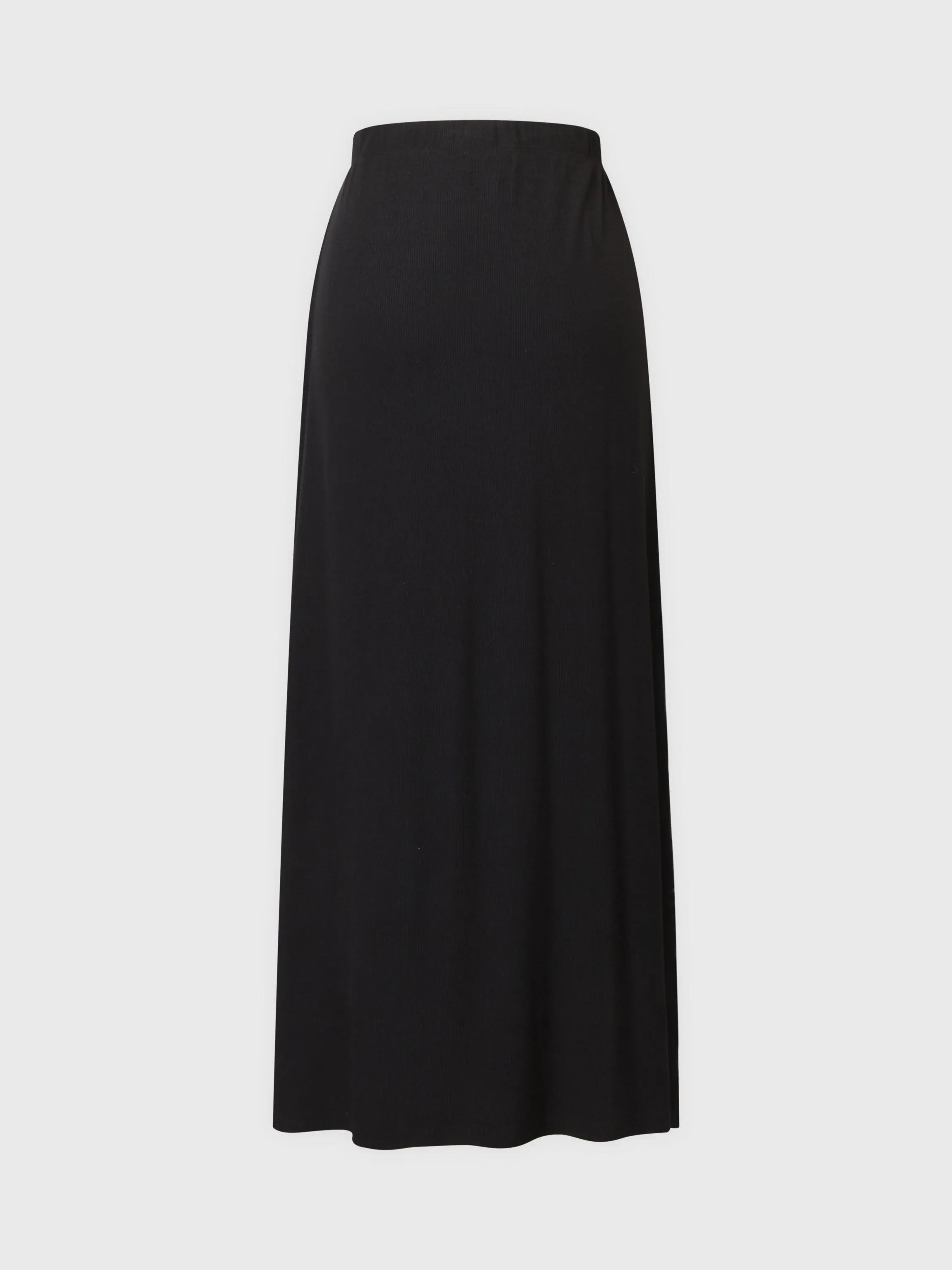 RIBBED A-LINE MAXI SKIRT - BLACK