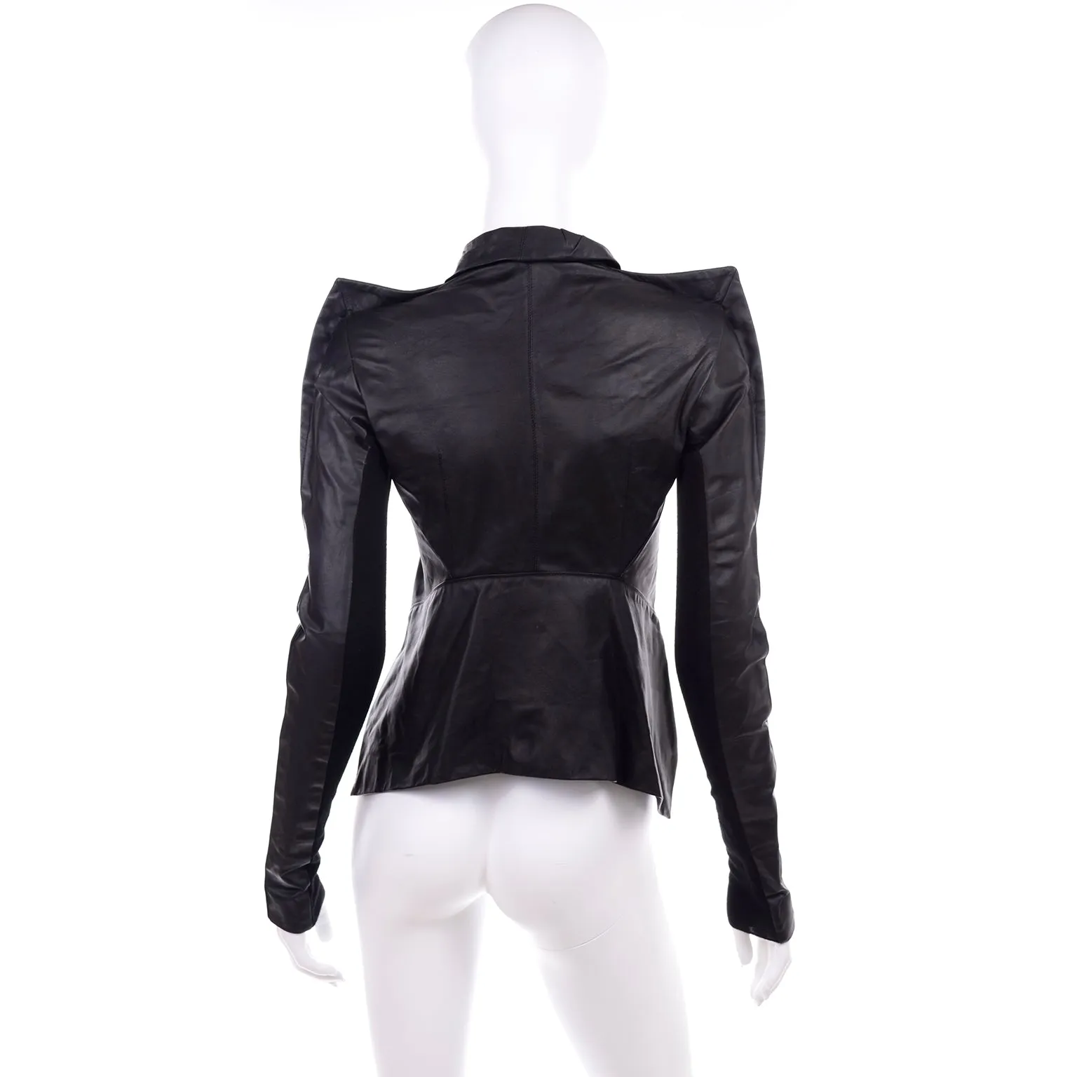 Rick Owens Asymmetrical Avant Garde Black Leather Jacket W Zipper