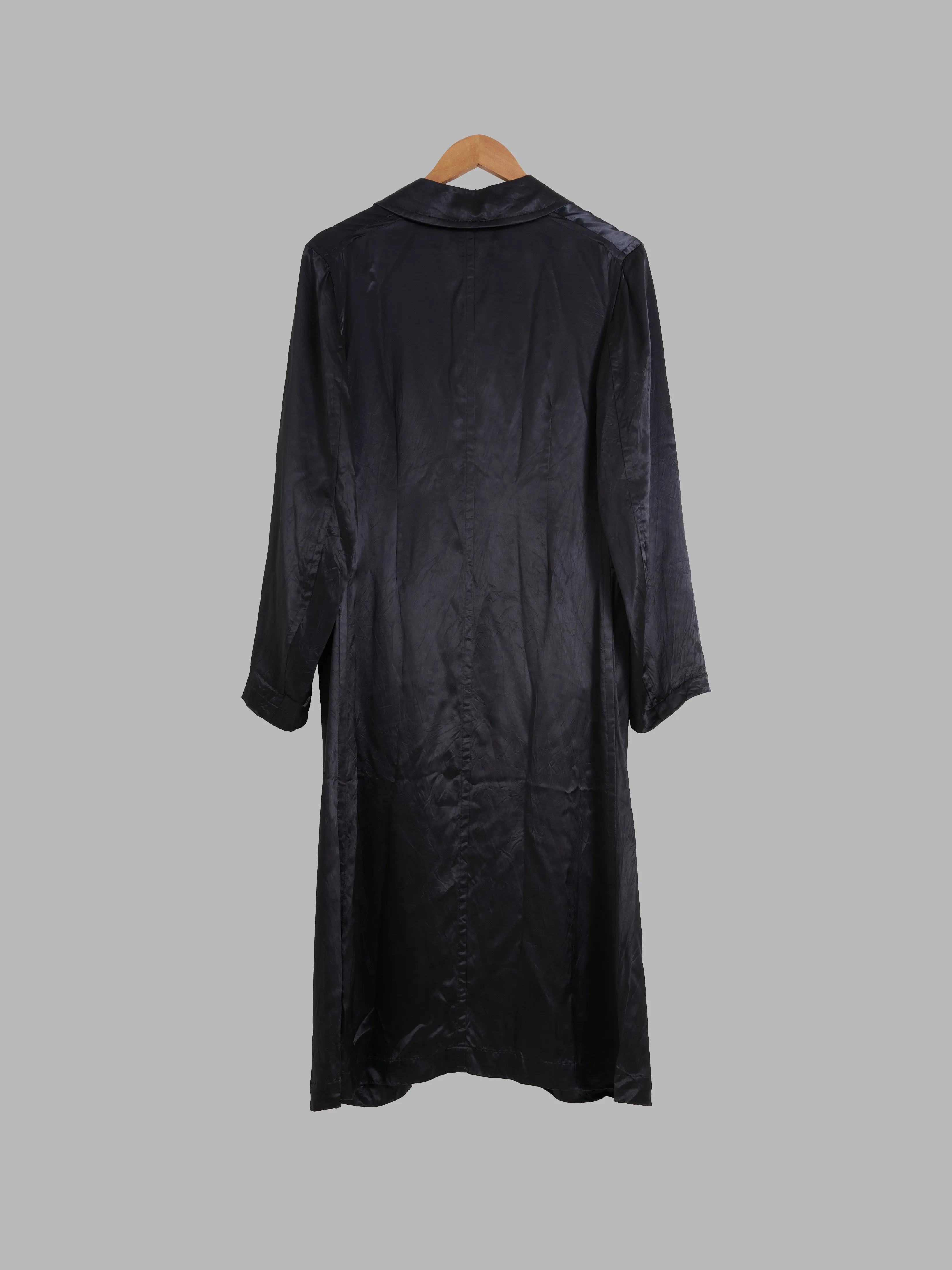 Robe de Chambre Comme des Garcons 2001 black satin double breasted coat - size M