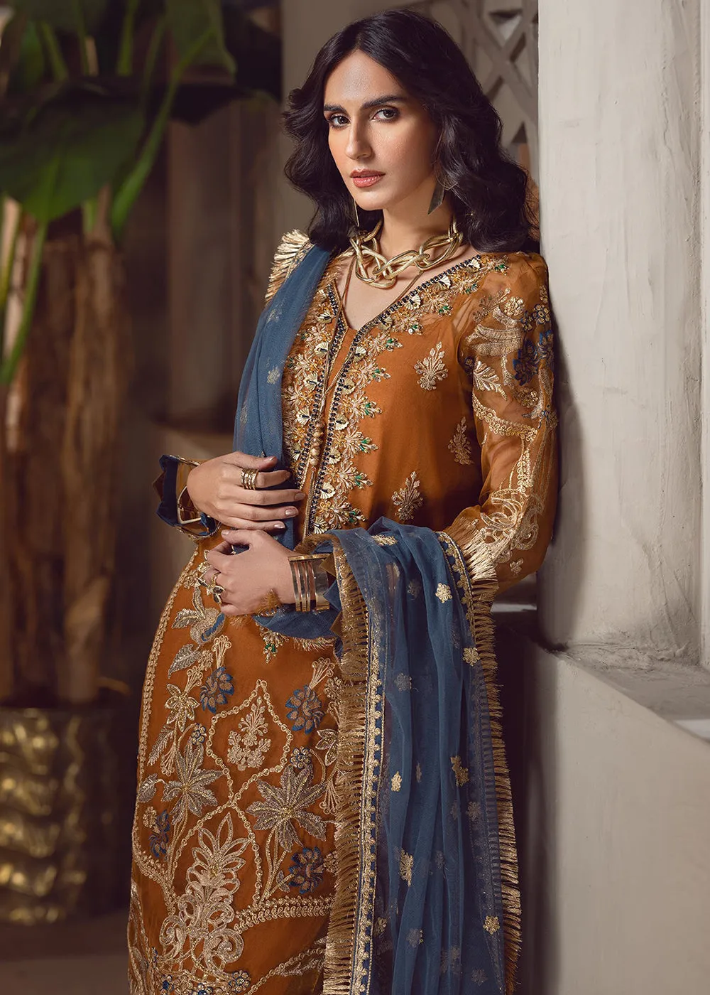 Rust Pakistani Palazzo Suit | Emaan Adeel | Le Festa Formal Edit 7 | LF-706