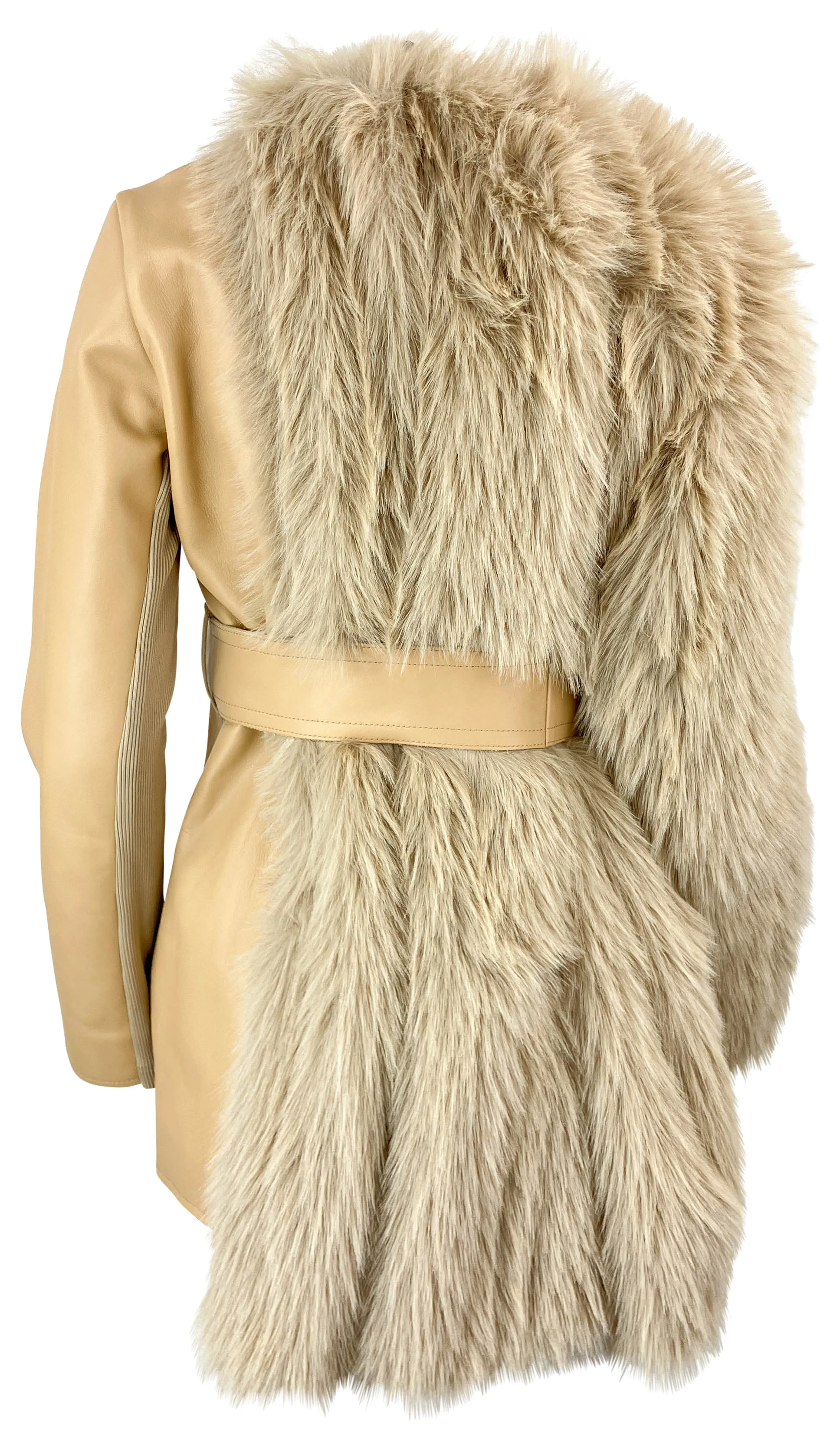 Sacai Faux Fur Coat in Beige