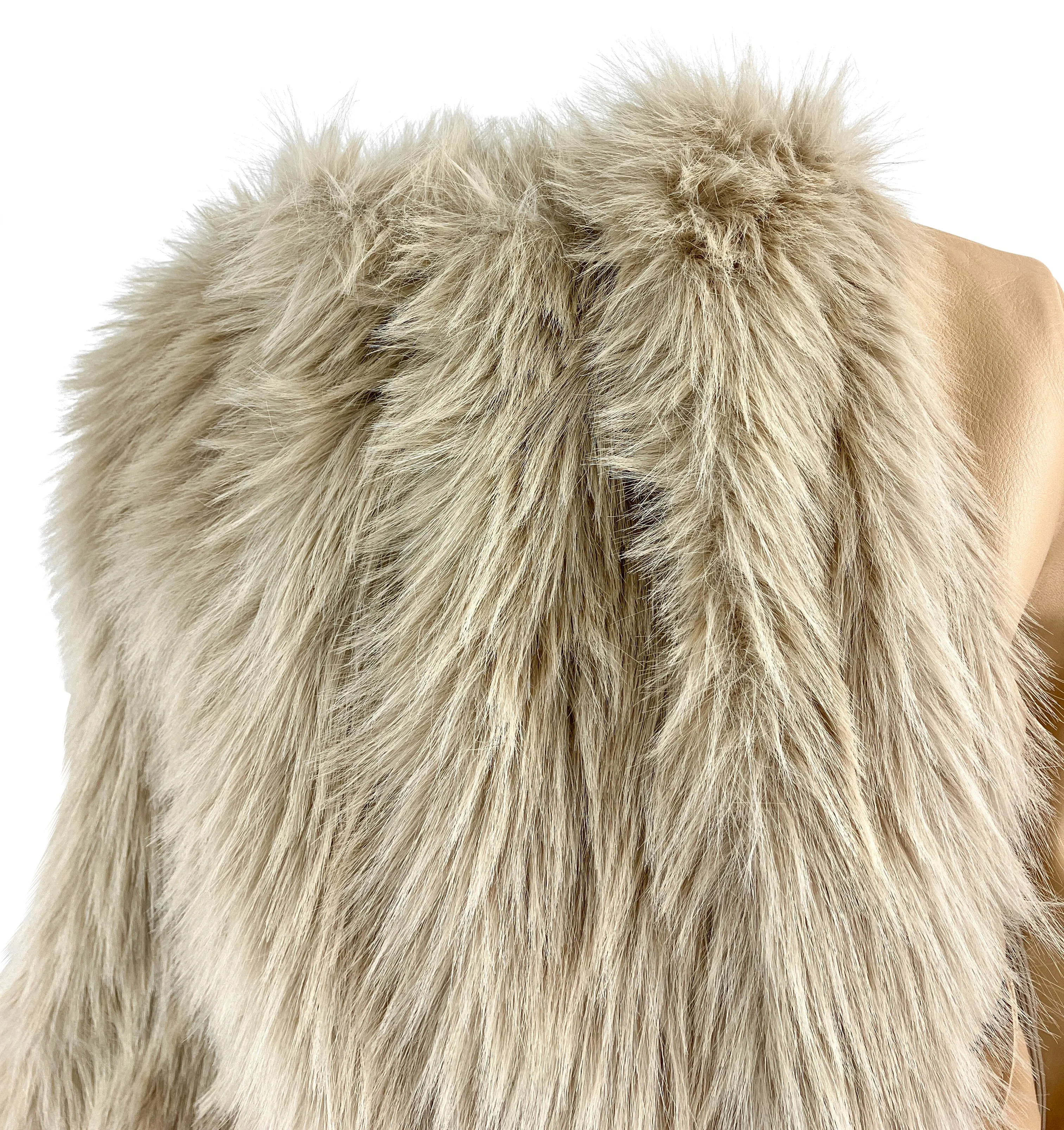 Sacai Faux Fur Coat in Beige