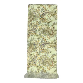 Sage Green Paisley Printed Scarf With Pocket Square