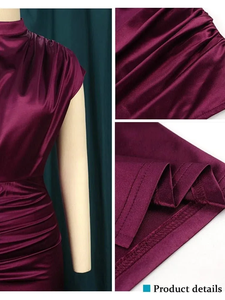 Satin High Neck Evening Dress