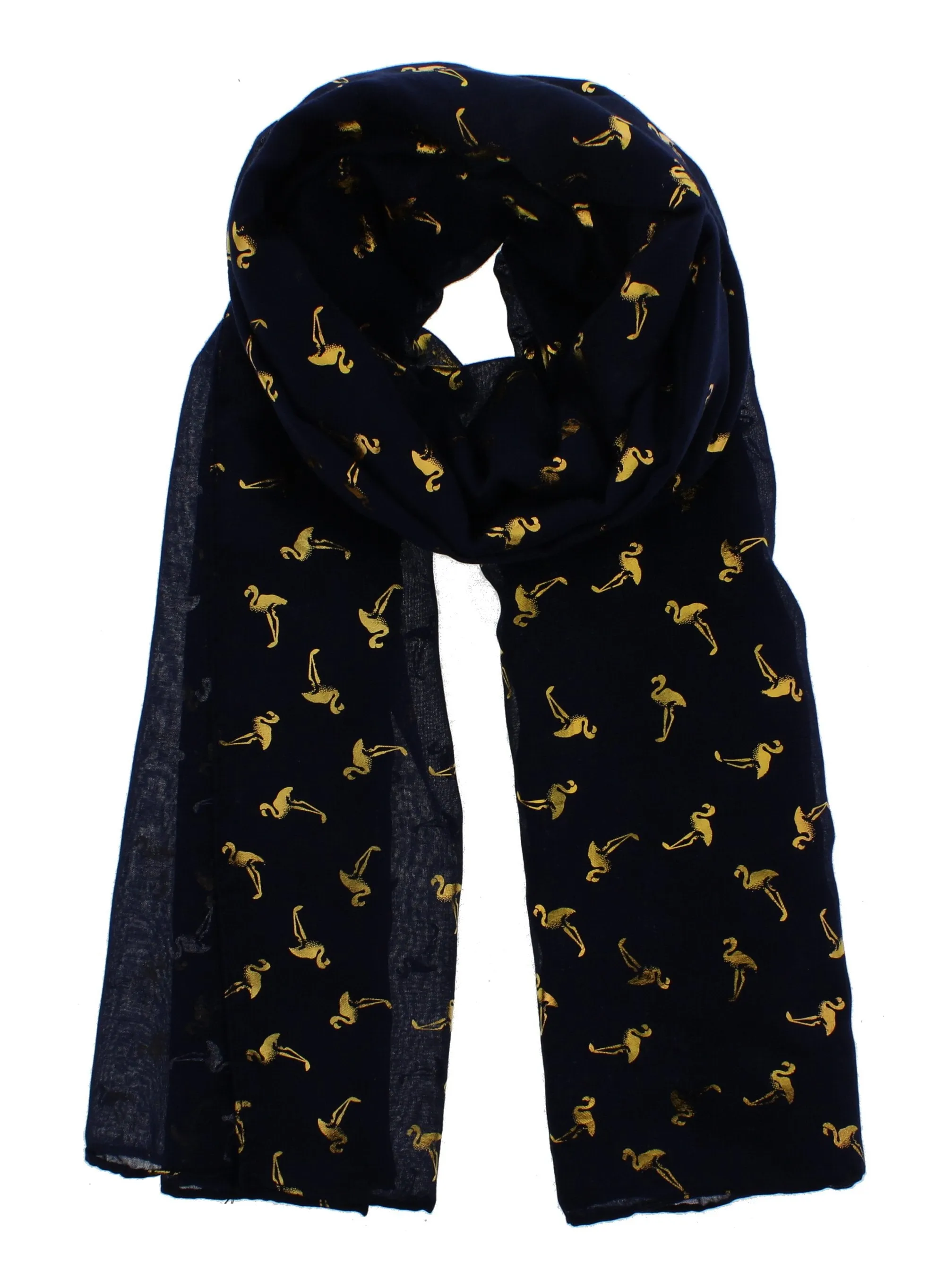 Scarf with Gold Foil Flamingos