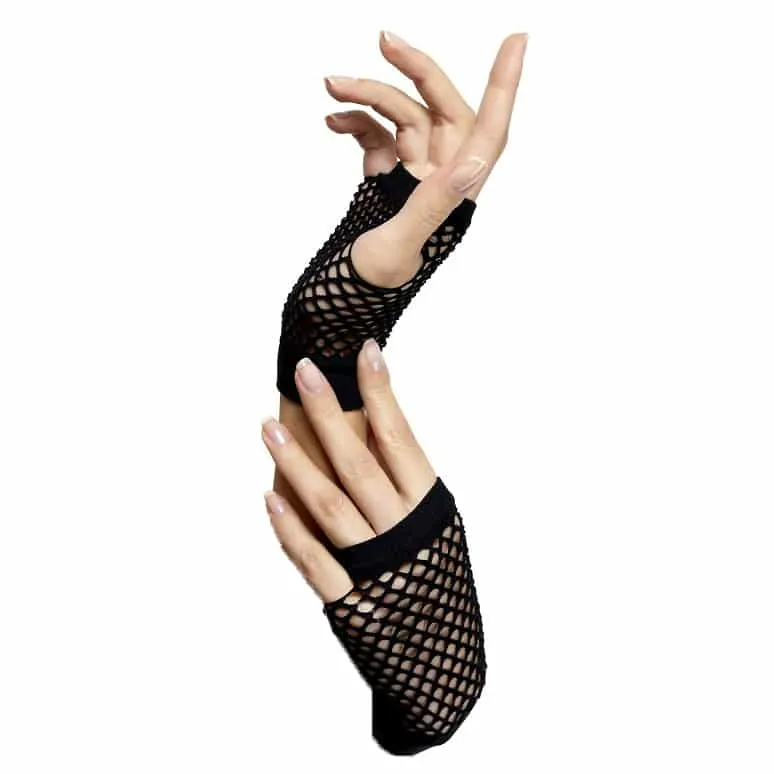 Short Fingerless Fishnet Gloves