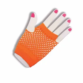 Short Fishnet Gloves - Orange