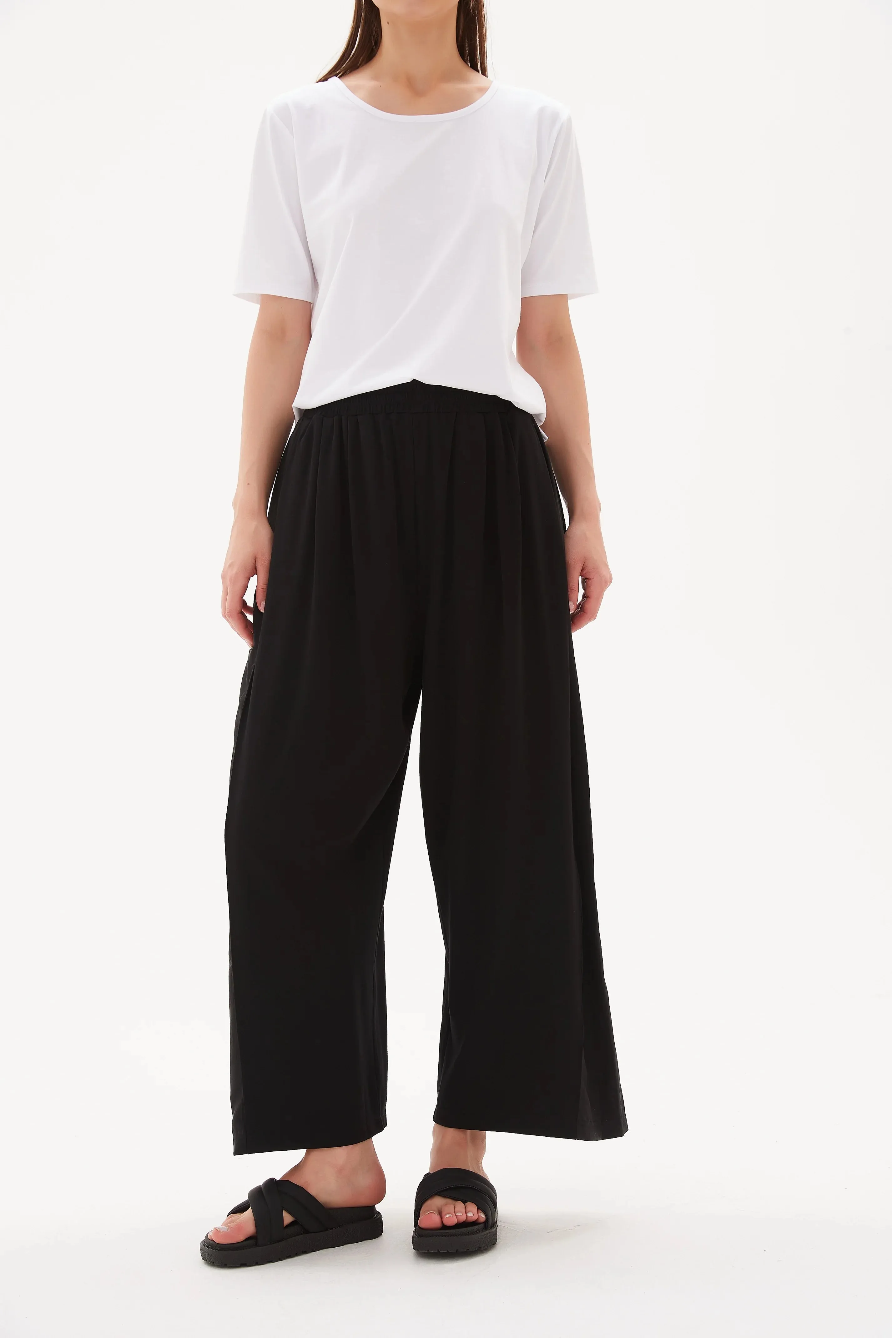 Side Panel Palazzo Pant | Black