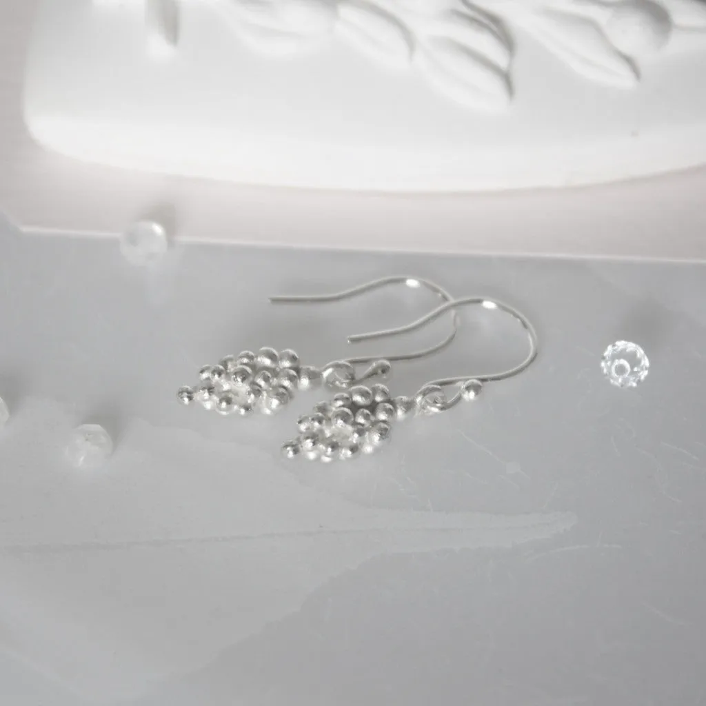 silver drop berry earrings