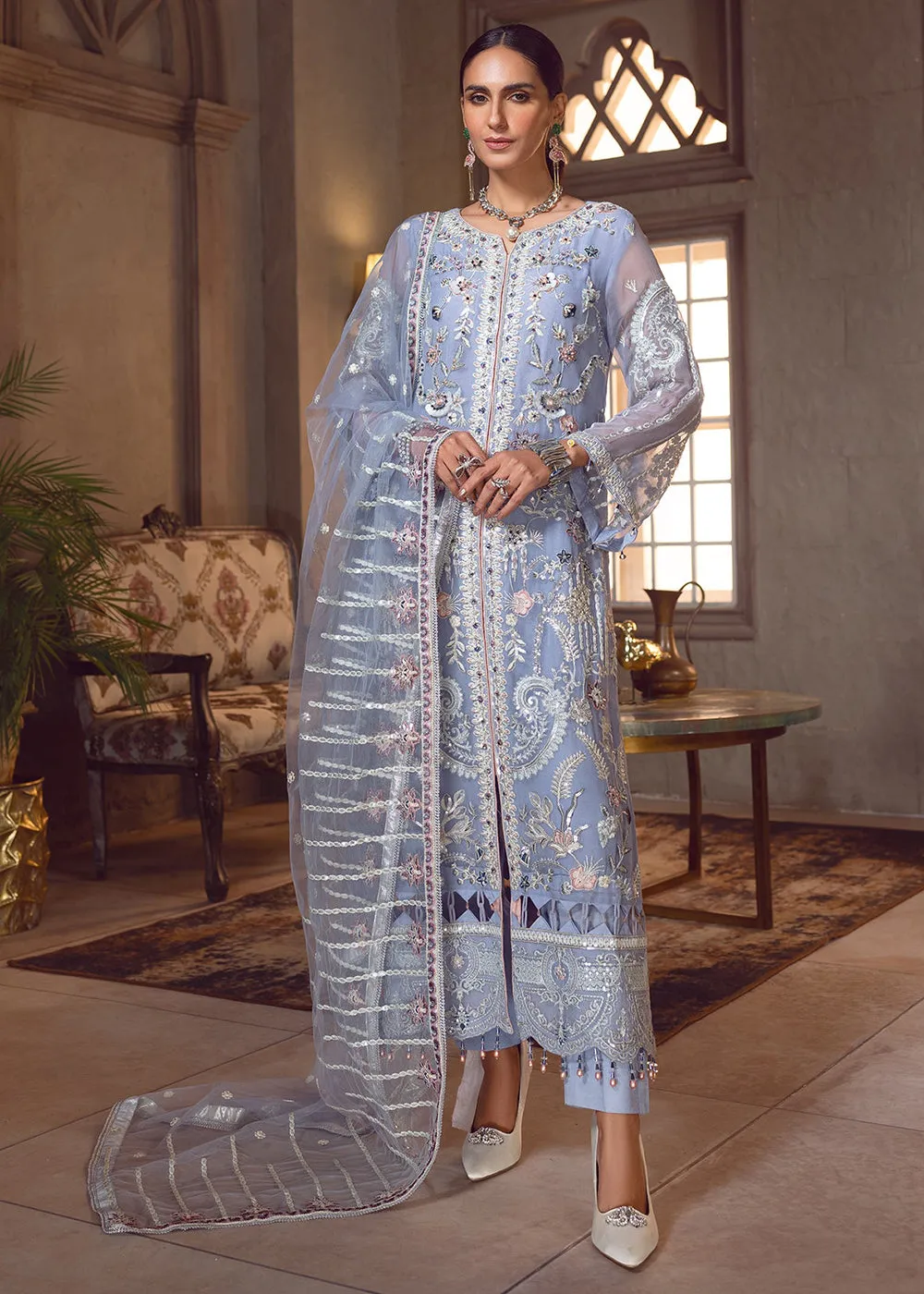 Sky Blue Pakistani Suit | Emaan Adeel | Le Festa Formal Edit 7 | LF-707