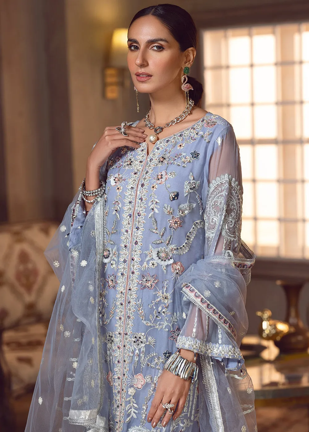 Sky Blue Pakistani Suit | Emaan Adeel | Le Festa Formal Edit 7 | LF-707