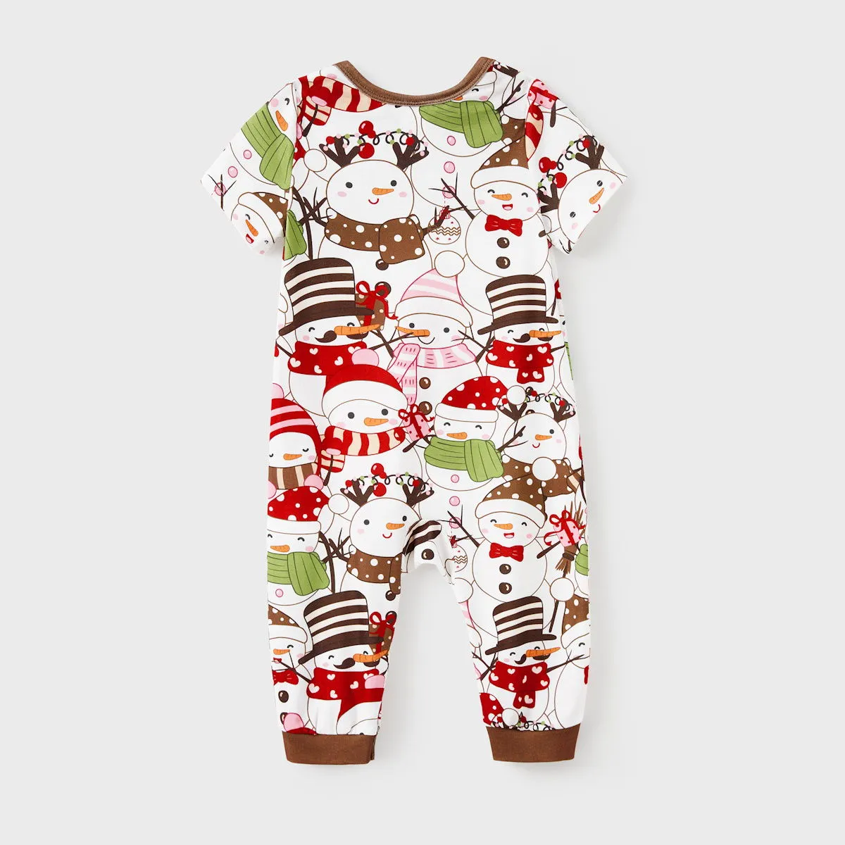 Snowman Reindeer Scarf Short Sleeve Christmas Pajamas Set