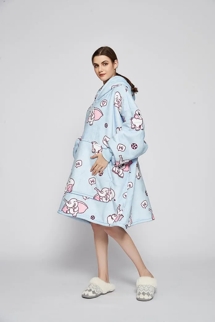 Snuggly™ Oversized Elephant Love Blanket Hoodie