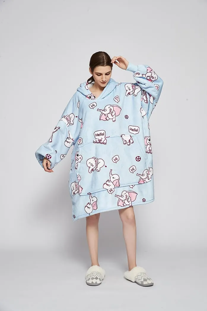 Snuggly™ Oversized Elephant Love Blanket Hoodie