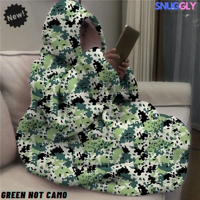 Snuggly™ Oversized Green Not Camo Blanket Hoodie