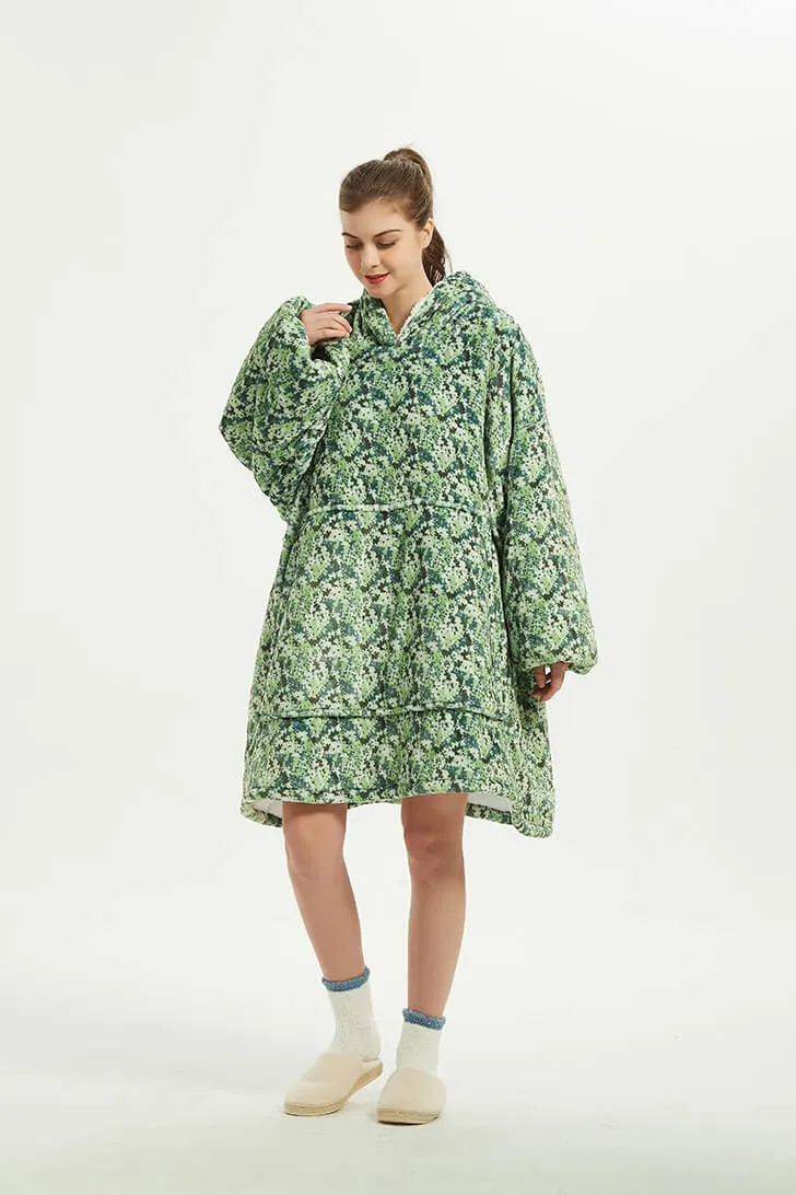 Snuggly™ Oversized Green Not Camo Blanket Hoodie