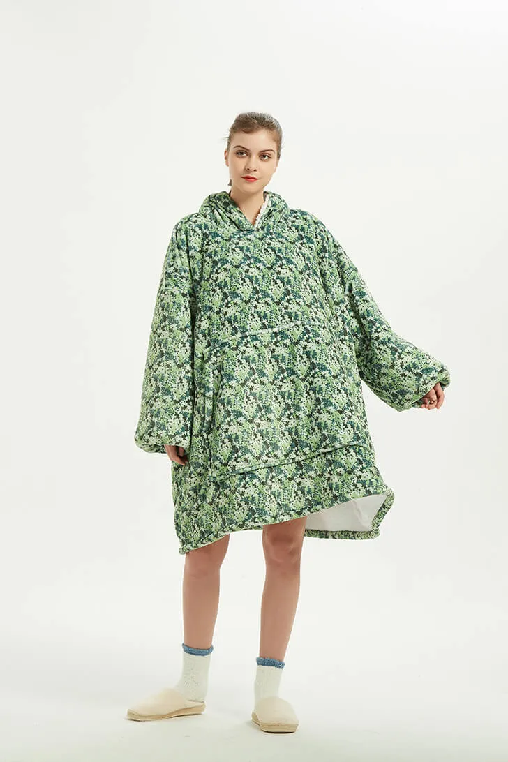 Snuggly™ Oversized Green Not Camo Blanket Hoodie