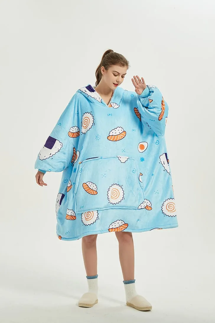 Snuggly™ Oversized I Love Sushi Blanket Hoodie