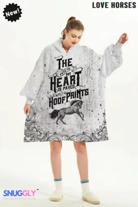 Snuggly™ Oversized Love Horses Blanket Hoodie