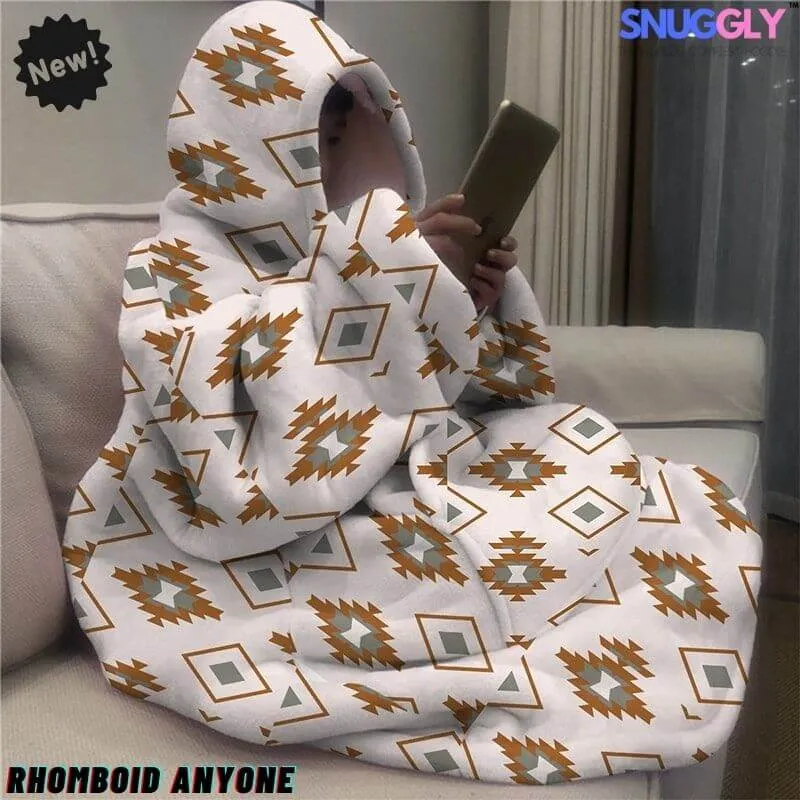 Snuggly™ Oversized Rhomboid Pattern Blanket Hoodie