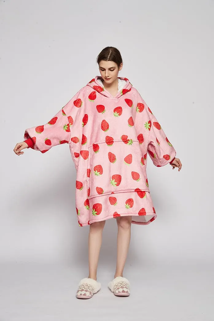 Snuggly™ Oversized Strawberry Blanket Hoodie