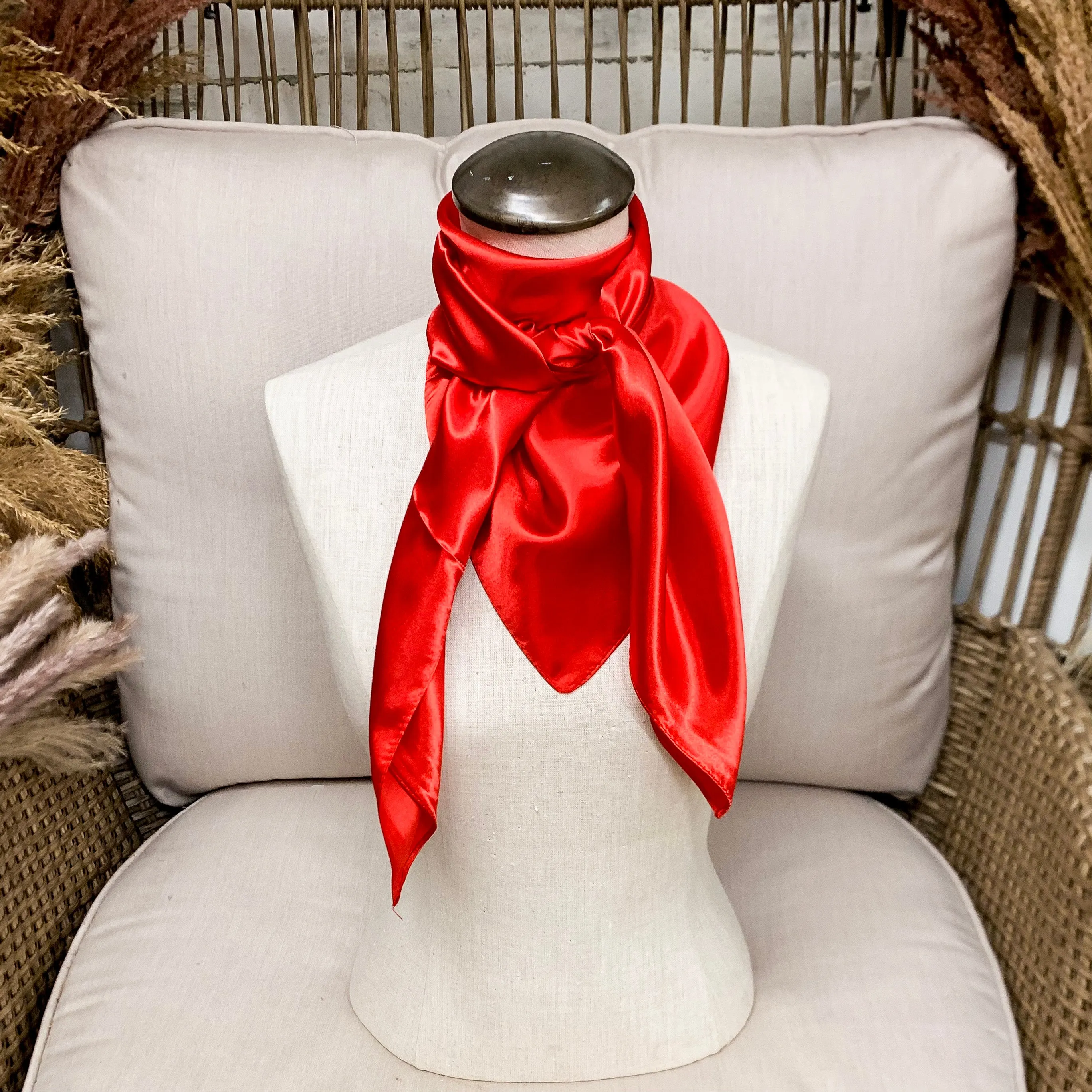 Solid Colored Poly Scarf in Red