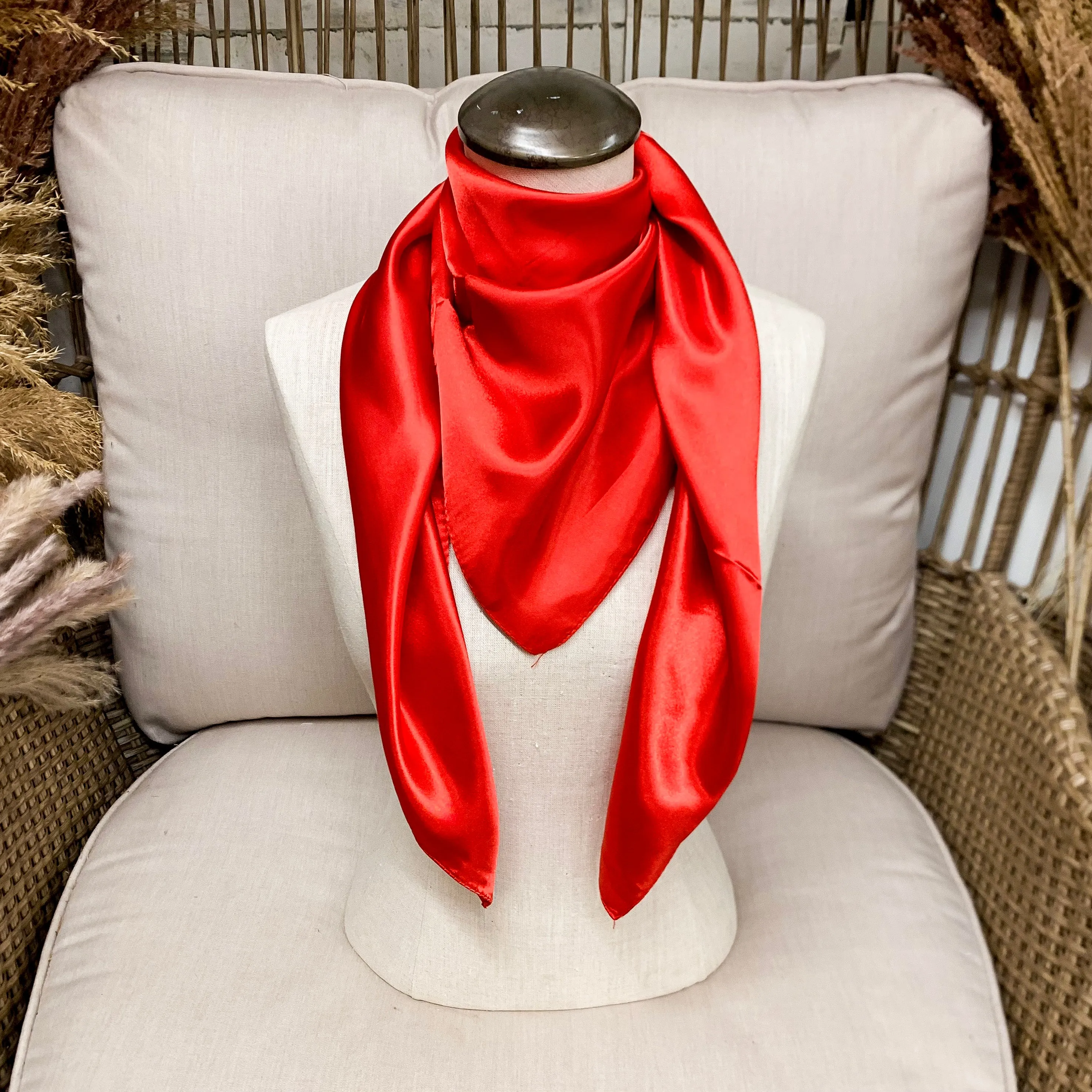 Solid Colored Poly Scarf in Red