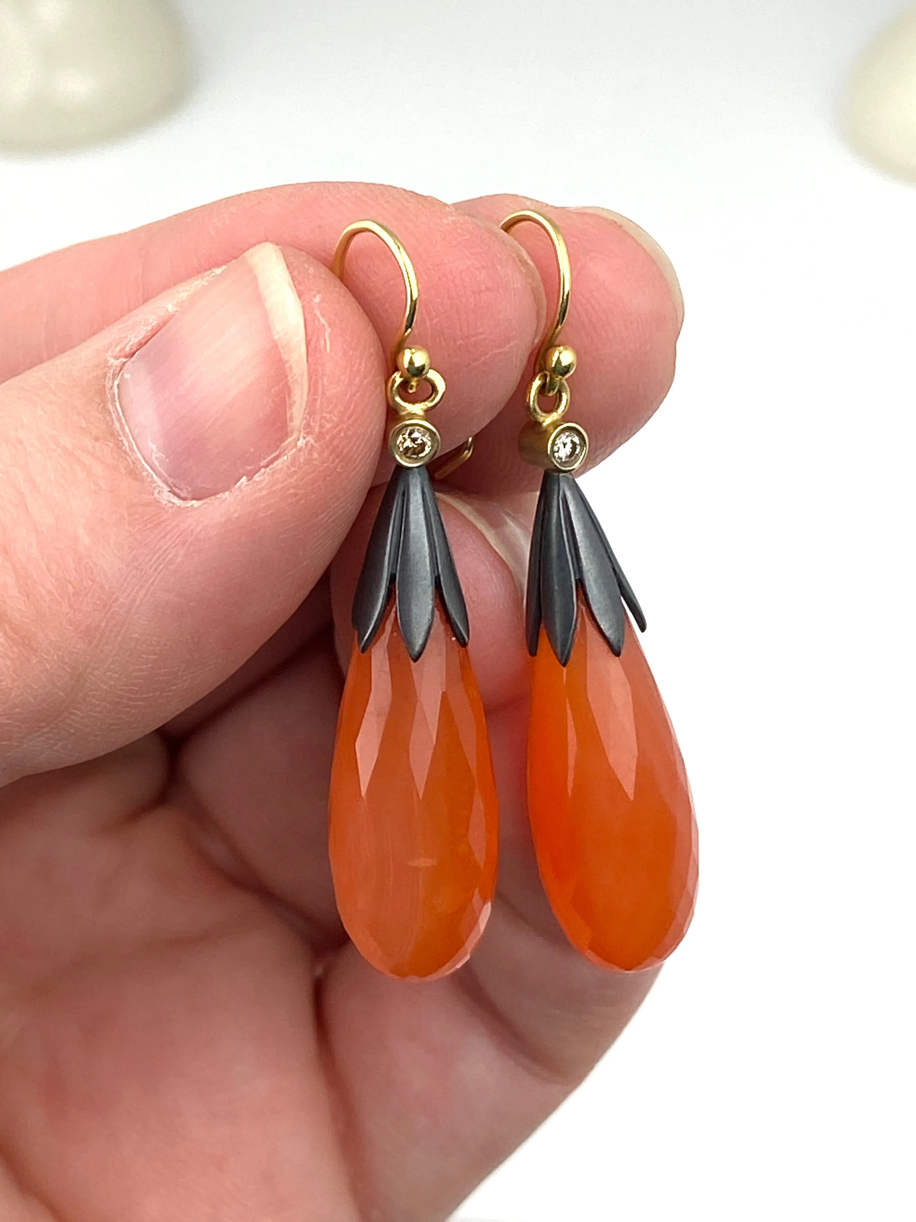 STERLING & 18KYG CARNELIAN BRIOLETTE EARRINGS