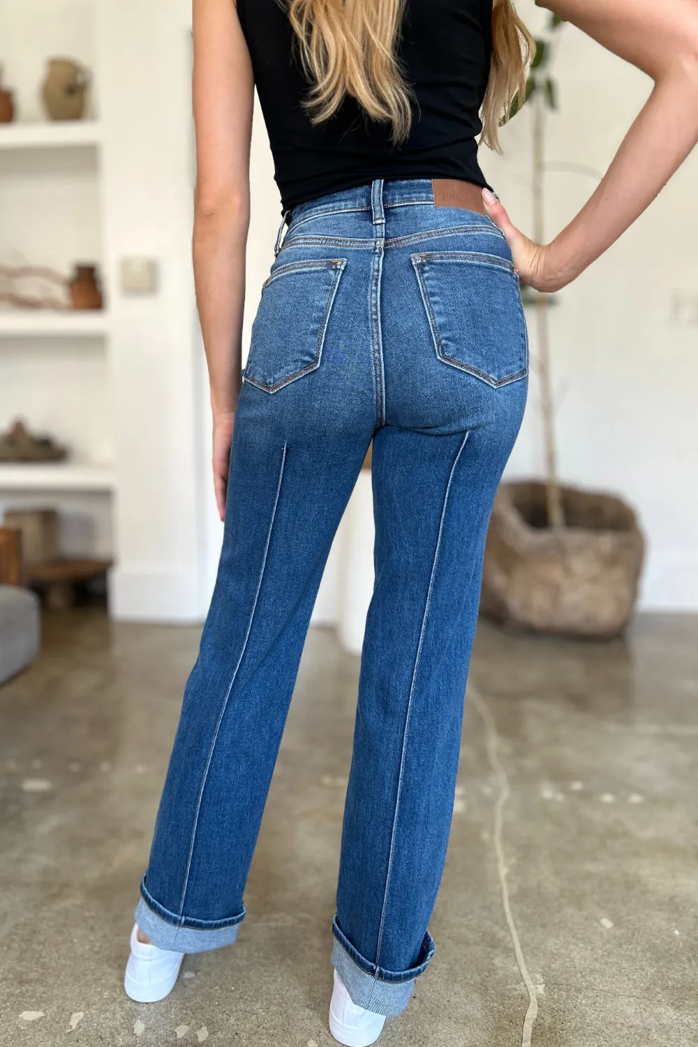 TEEK - JB Full Size High Waist Front Seam Straight Jeans