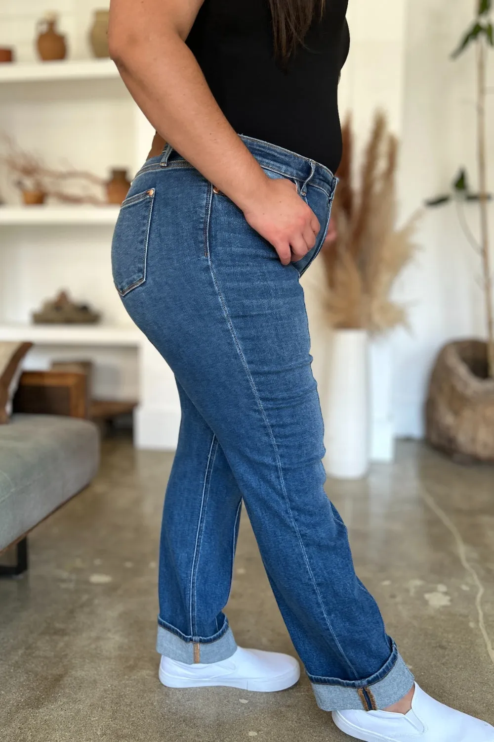 TEEK - JB Full Size High Waist Front Seam Straight Jeans