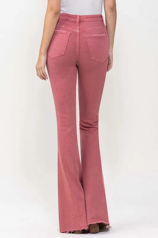 TEEK - Mineral Red High Rise Super Flare Jeans