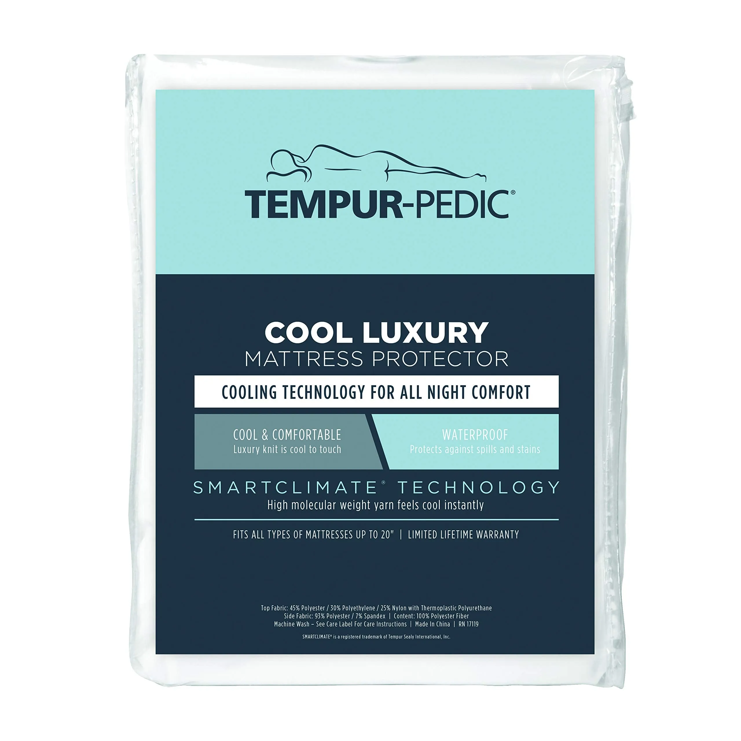 Tempur-Pedic Cool Luxury Fitted Mattress Protector – Cool and Comfortable Luxury Knit - Waterproof to Protect Against Spills and Stains – Machine Washable, King Sized, White