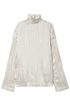 The Twiggy Pleated Satin Turtleneck Top